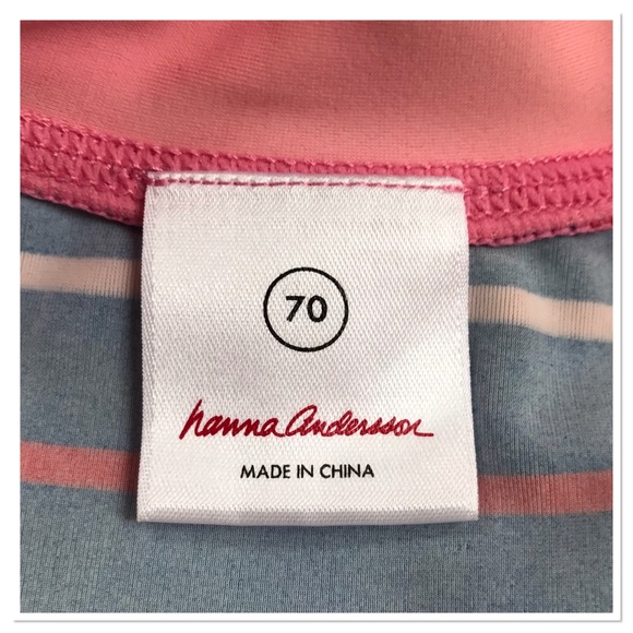 Hanna Andersson One Piece Swimsuit Rashguard Pink Red Striped Size 70/ 6-12M - Picture 5 of 5